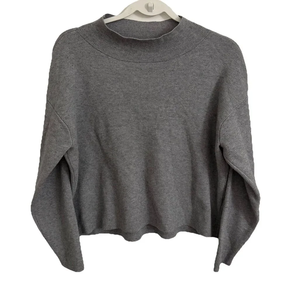 Quince Sweater Womens‎ Small Heather Gray Eco-Knit Milano Stitch Mock Neck